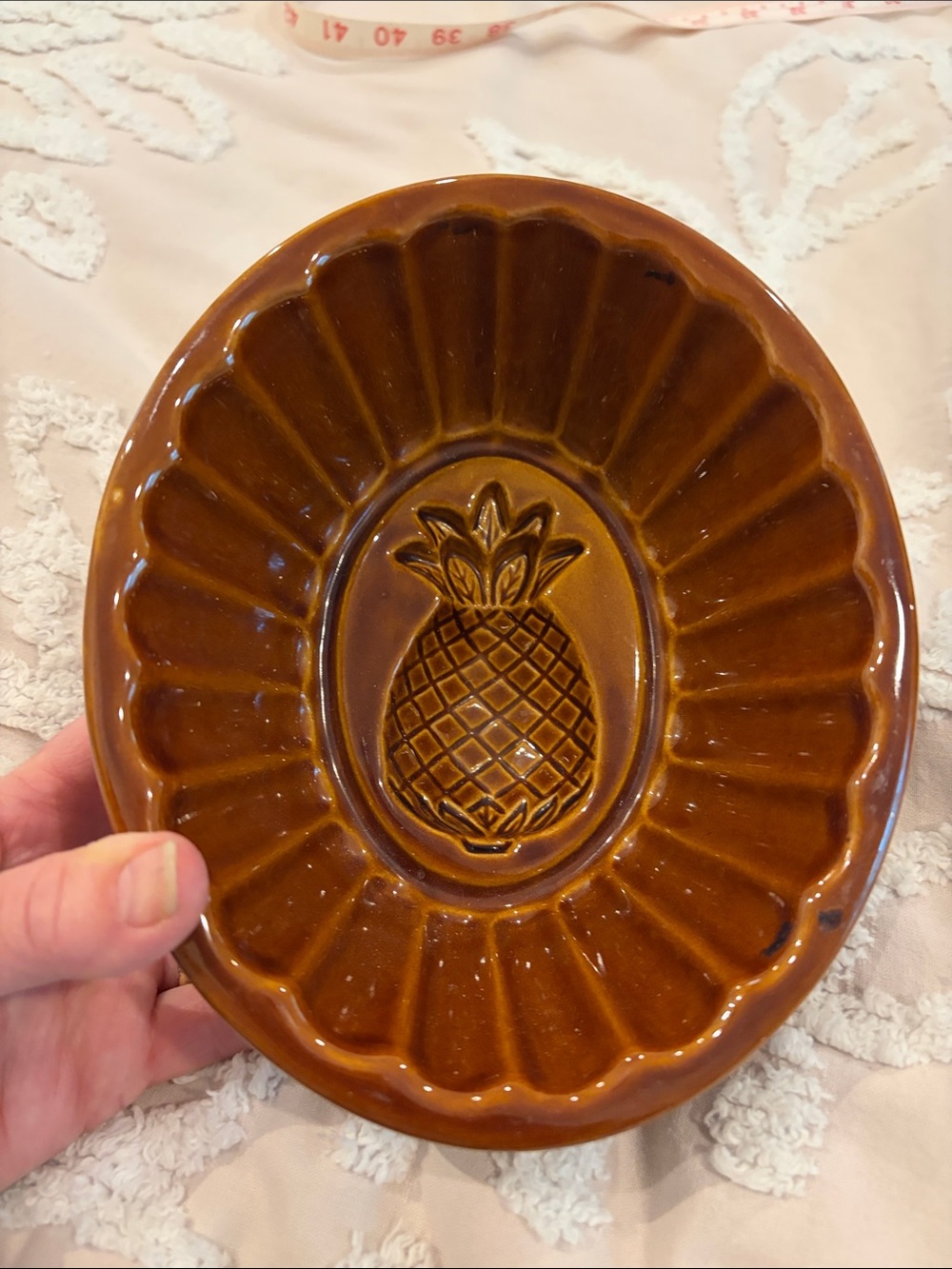 Vintage Williams Sonoma Brown Glazed Ceramic Pineapple Mold / Bowl